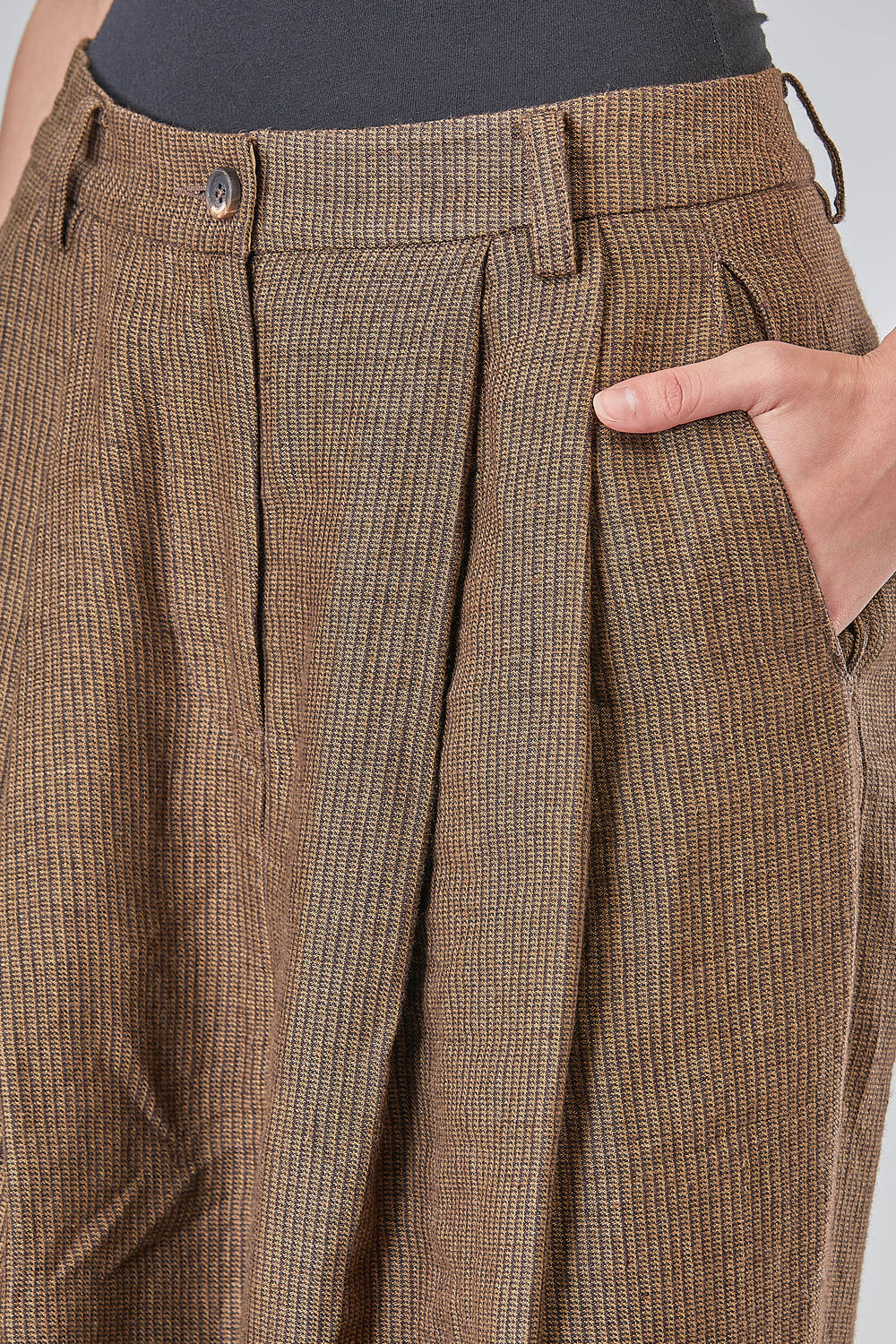 ZIGGY CHEN - Long And Wide Trousers In Overtinted Heavy Linen