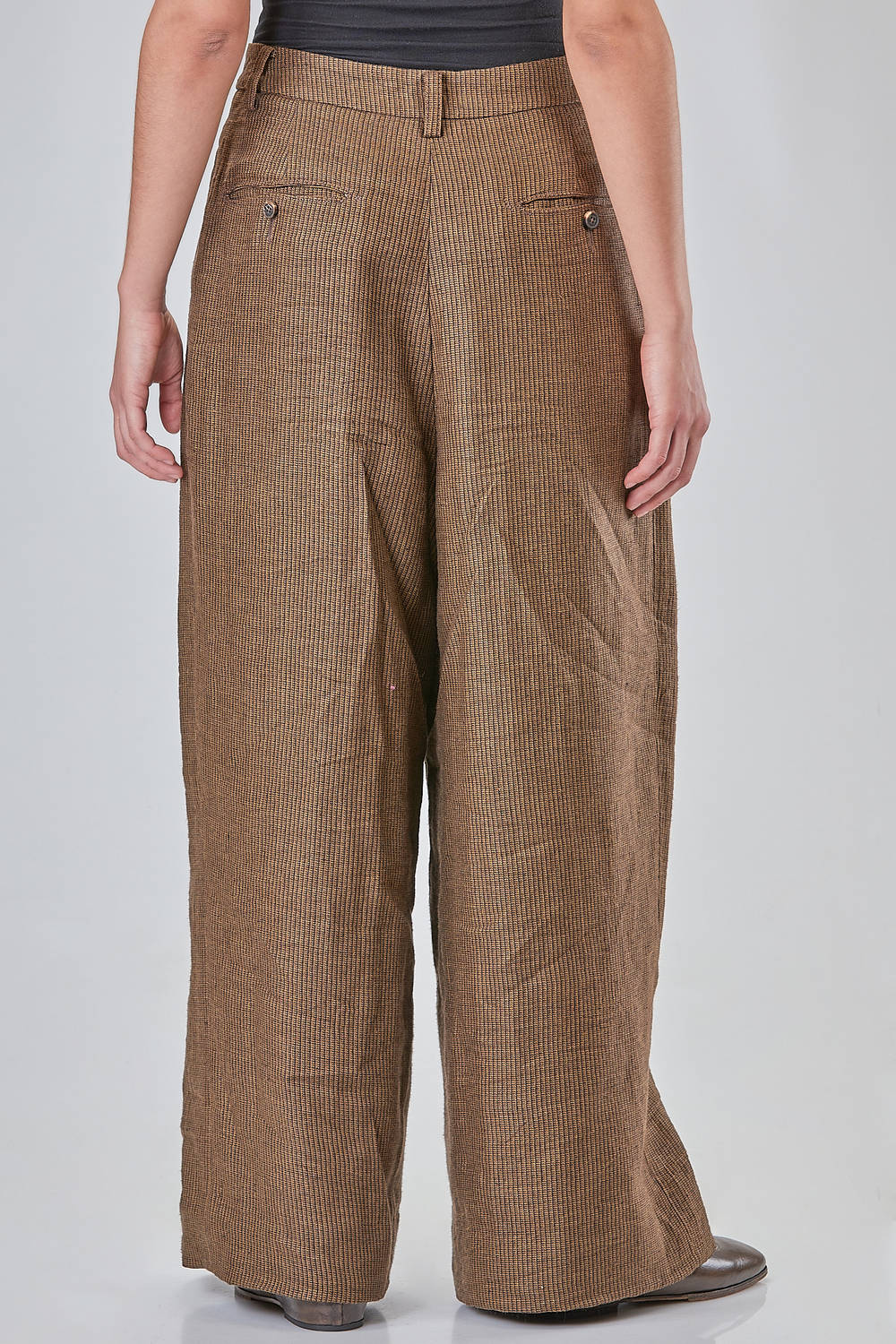 ZIGGY CHEN - Long And Wide Trousers In Overtinted Heavy Linen