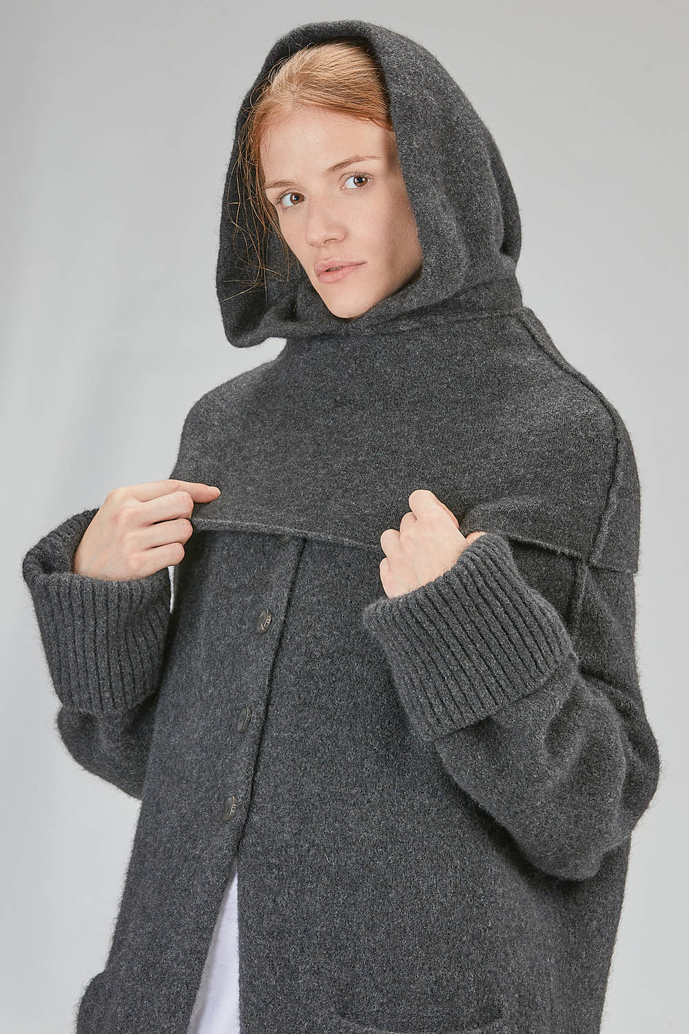 ISABEL BENENATO - Wide Neck Warmer Cape Style In Stretch Merinos