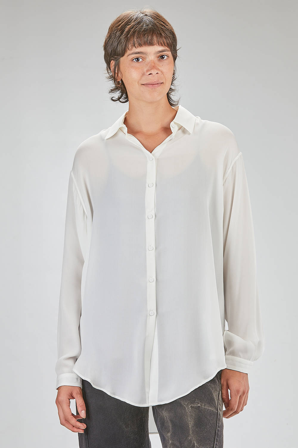定価　29800円　Isabel Benenato ISABEL BENENATO - Long And Wide Shirt In Silk Georgette With