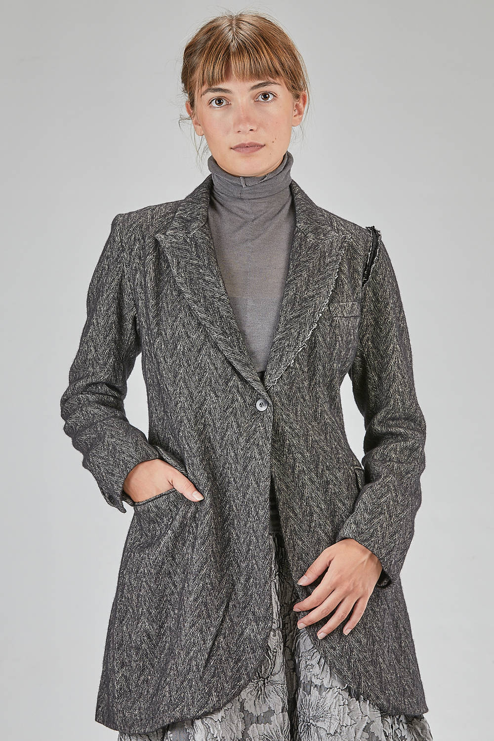 MARC LE BIHAN - Long And Slim Jacket In Wool And Linen