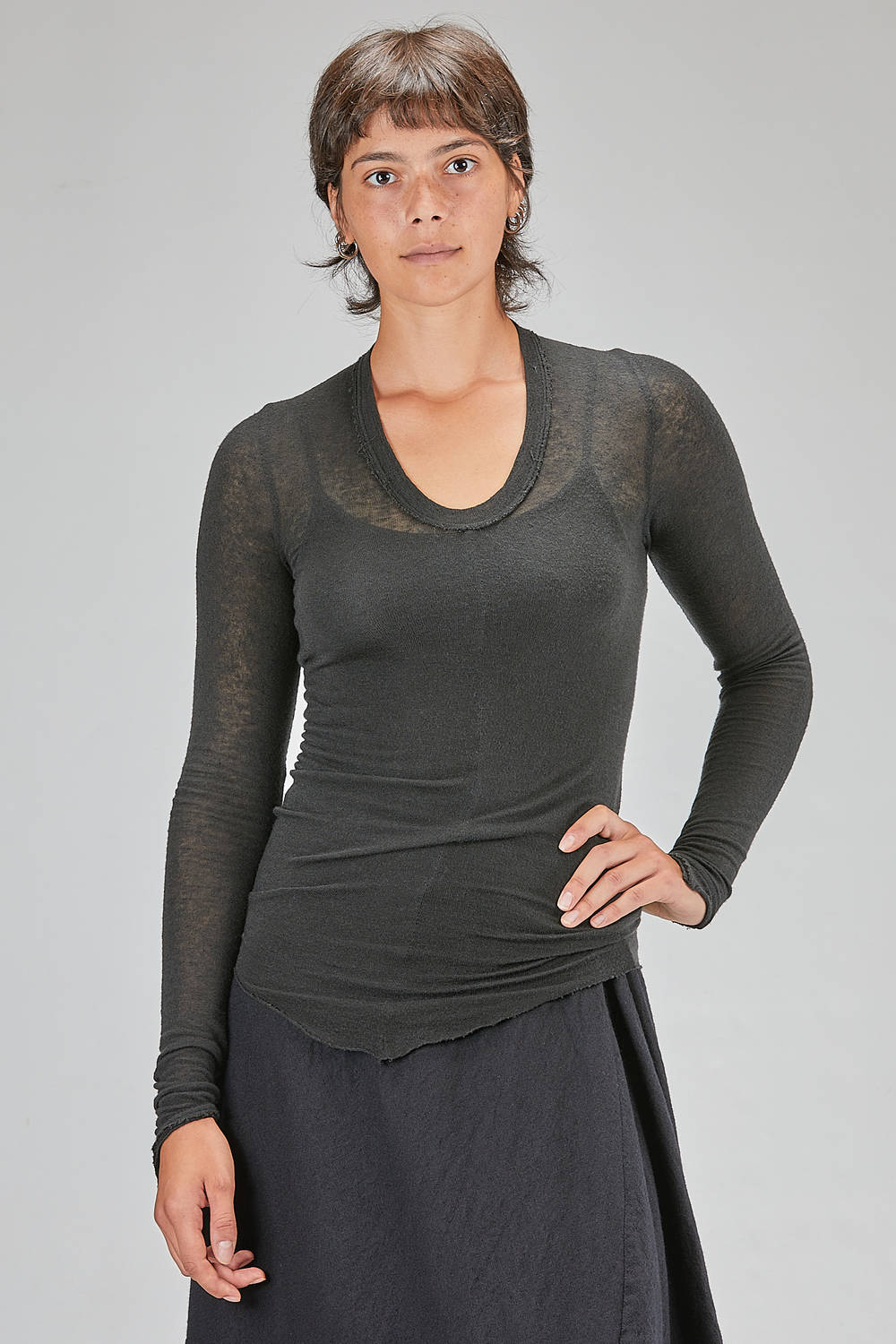 marc le bihan ロングTシャツ MARC LE BIHAN - Hip-Lenght T-Shirt, Lean, In Viscose, Wool