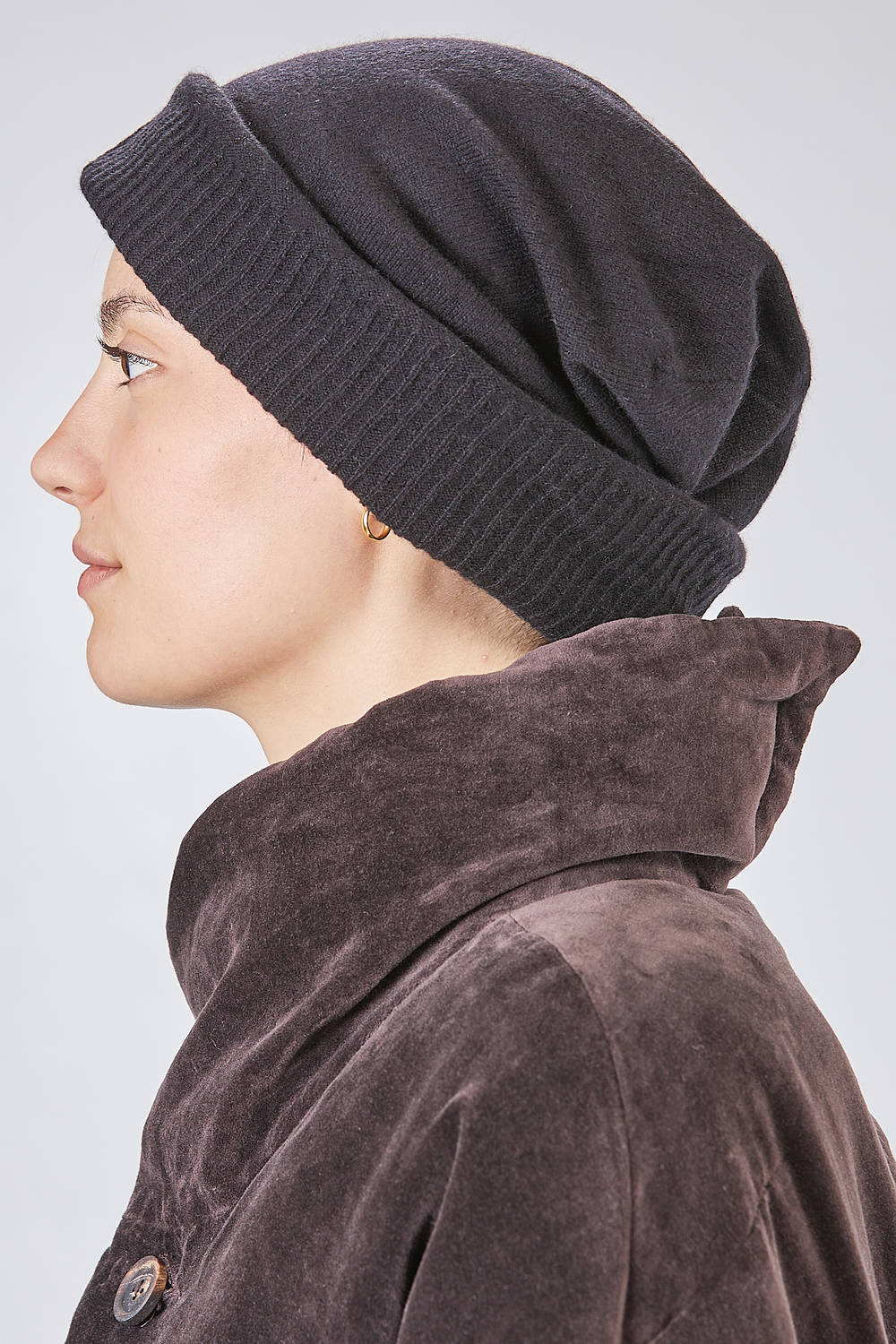 ZIGGY CHEN - Oversized Beanie In Very Soft Plain Knit Cashmere