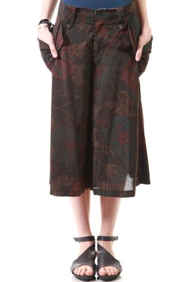 flowers pattern printed cotton culottes -  