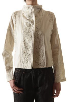 macramé bands appliqué cotton jacket - HAAT 