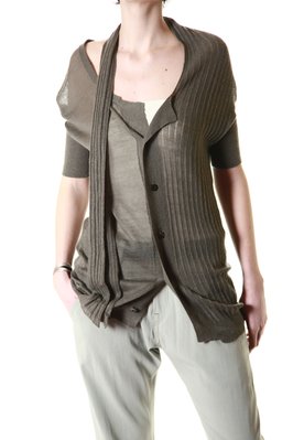 sheer knit cardigan with scarf - Y'S Yohji Yamamoto 