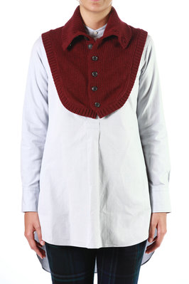 cotton shirt with knit collar cape - Y'S Yohji Yamamoto 