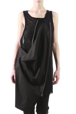 cotton jersey dress with asymmetric cloth panel -  