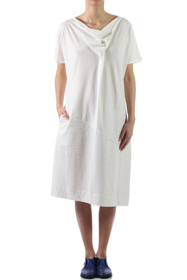 cotton jersey draped neck dress - SHU MORIYAMA 
