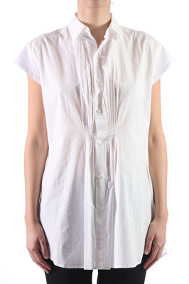 front pleated detail cotton shirt - Y'S Yohji Yamamoto 