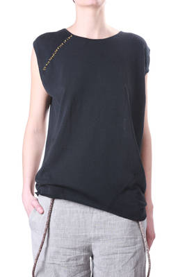 knit cotton curved shape top - OYUNA 
