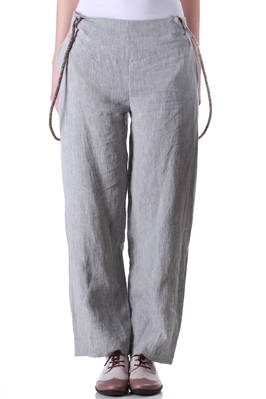 linen trousers with hand-made cashmere braces - OYUNA 