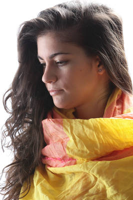 wide stripe shawl in creased linen gauze - DANIELA GREGIS 