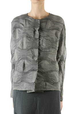 wave pleated organdie wide boxy jacket - SHU MORIYAMA 