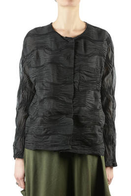 wave pleated organdie wide boxy jacket - SHU MORIYAMA 