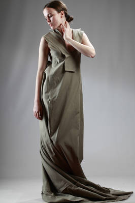 YOHJI YAMAMOTO - Long Train Dress In Organic Cotton Serge :: Ivo Milan