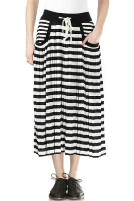 full pleated skirt in bar striped jersey - Y'S Yohji Yamamoto 
