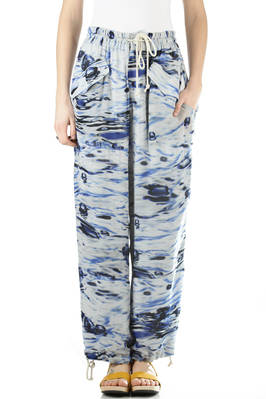 military style trousers in water design printed georgette - Y'S Yohji Yamamoto 