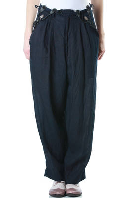 suspender buggy trousers in garment dye flax - Y'S Yohji Yamamoto 