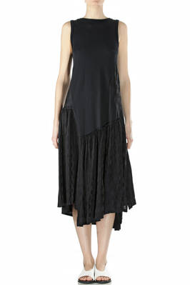 cotton jersey and dot jacquard dress - Y'S Yohji Yamamoto 