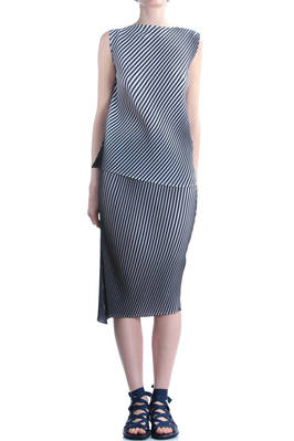 two coloured bias pleated two piece dress - ISSEY MIYAKE 