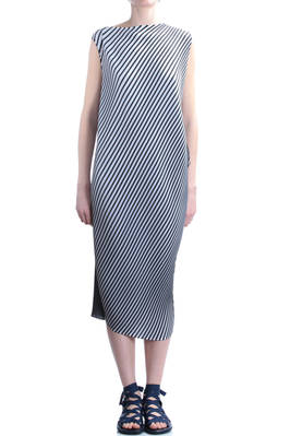 two coloured bias pleated dress - ISSEY MIYAKE 