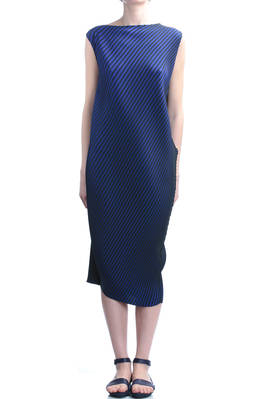two coloured bias pleated dress - ISSEY MIYAKE 