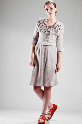 two pieces dress in linen cotton canvas with diagonal checks pattern  - 266