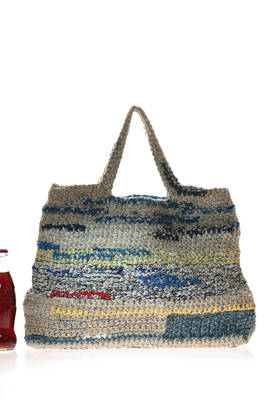 DANIELA GREGIS - Crocheted Bucket Bag In Heavy Multicolour Cotton And Linen  :: Ivo Milan