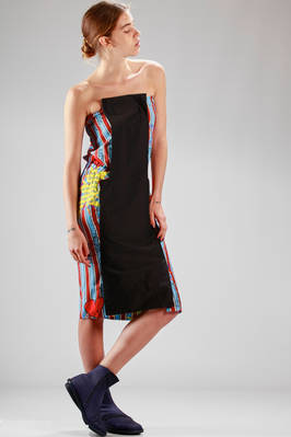 silk knee-length dress with ‘cartoon’ printing and plain panel - VIVIENNE WESTWOOD - Gold 