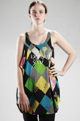 oversize vest in cotton jersey with badly dyed 'Harlequin' printing  - 267