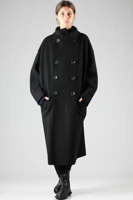 double-breasted wide and long coat in wool viyella - Y'S Yohji Yamamoto 