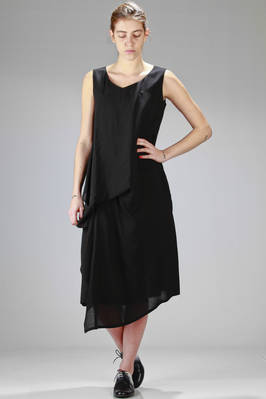 YOHJI YAMAMOTO - Asymmetric Dress In Light Tencel Canvas :: Ivo Milan