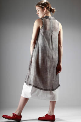 calf-length dress in silk and cotton canvas with a tye-dye dyeing with irregular and dense dots - RAGA DESIGN 