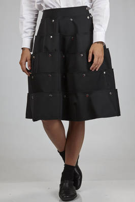 calf-length skirt in pressed wool gabardine on cotton, polyester and triacetate cloth  - 48