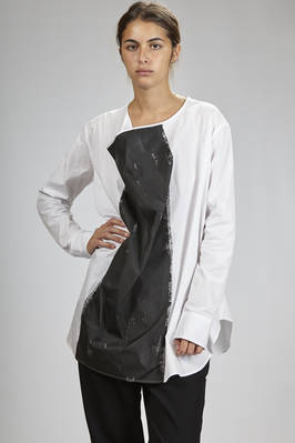 large long shirt in cotton popelyne with wide central colour rolling on the front - YOHJI YAMAMOTO 