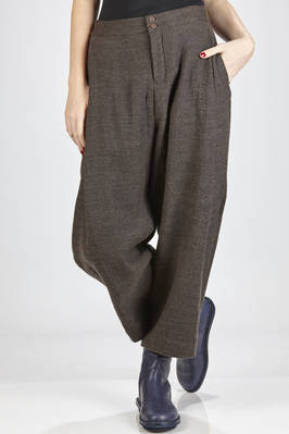 RAGA DESIGN - Wide Trousers In Melange Wool Natté :: Ivo Milan
