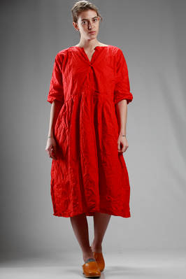DANIELA GREGIS - Calf Length Dress In Wrinkled And Washed Cotton Cloth ::  Ivo Milan