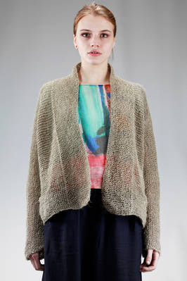 DANIELA GREGIS - Hip Length Cardigan In Garter Stitch Linen :: Ivo