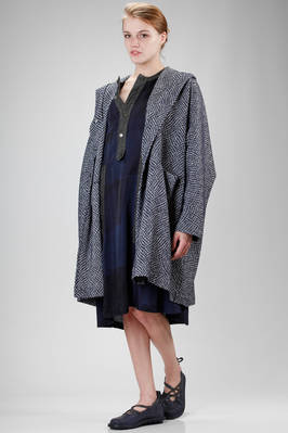 SHU MORIYAMA - Wide Overcoat In Polyester And Cotton Cloth With ...