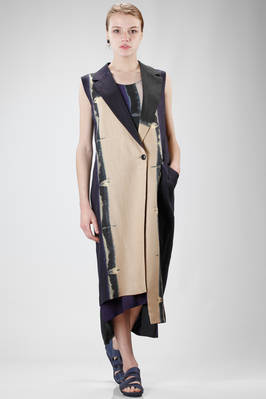 Y'S Yohji Yamamoto - Long Waistcoat In Linen Canvas With Faded Print ...