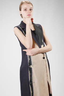 Y'S Yohji Yamamoto - Long Waistcoat In Linen Canvas With Faded Print ...