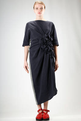 long and asymmetric dress in cotton and linen mat in two different colour - ELISA WILD 