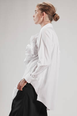 COMME DES GARÇONS - Long And White Shirt In Poplin Cotton With Stylized ...