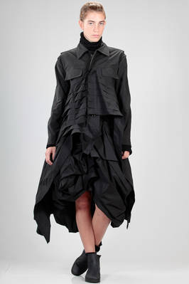 long and asymmetric ‘sculpture’ jacket in peach hand polyester and nylon canvas - YOHJI YAMAMOTO 