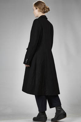 long coat in pounded wool, linen and cotton cloth, polyester and lycra lined - YUKAI 
