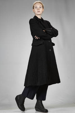 long coat in pounded wool, linen and cotton cloth, polyester and lycra lined - YUKAI 