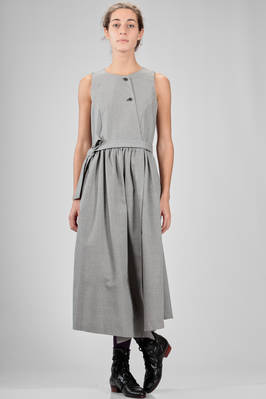 longuette dress in micro pied-pool of cotton and wool with the inner outer over/under vintage fabric  - 336