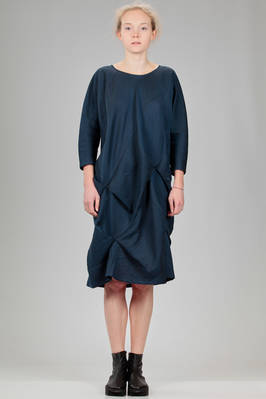 knee length dress in bright rayon, cotton, nylon and silk fabric with diagonal stripes - SHU MORIYAMA 
