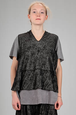 long and wide t-shirt in stockinette stitch of cotton and textile paper  - 227